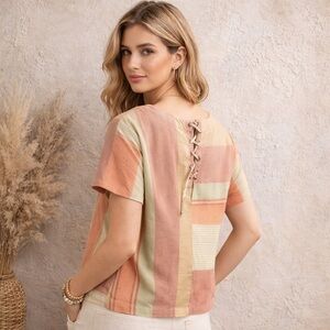 Caslon colorblock lace up back top ❤️